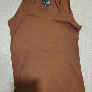 Ribbed Scoop Neck Tank Top in Chocolate Brown